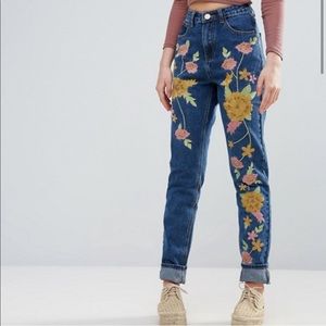 ASOS Floral Embroidered Jeans